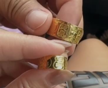 黃金手工古法金吉言戒